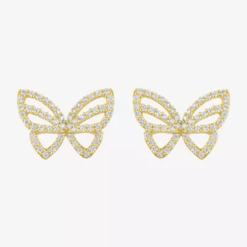 (G-H / Si2-I1) 1/3 CT. T.W. Lab Grown White Diamond 10K Gold 9.5mm Butterfly Stud Earrings