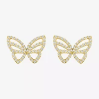 (G-H / Si2-I1) 1/3 CT. T.W. Lab Grown White Diamond 10K Gold 9.5mm Butterfly Stud Earrings