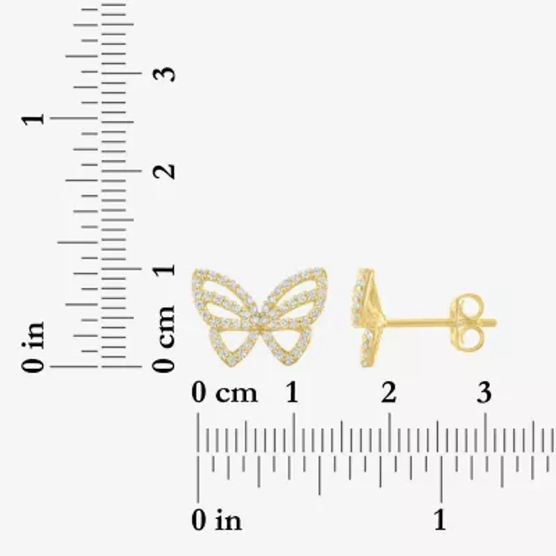 (G-H / Si2-I1) 1/3 CT. T.W. Lab Grown White Diamond 10K Gold 9.5mm Butterfly Stud Earrings