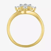 (G-H / Si2-I1) Womens 2/3 Ct. T.W. Lab Grown White Diamond 10K Gold Side Stone Bypass  Cocktail Ring