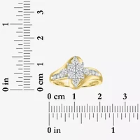 (G-H / Si2-I1) Womens 2/3 Ct. T.W. Lab Grown White Diamond 10K Gold Side Stone Bypass  Cocktail Ring