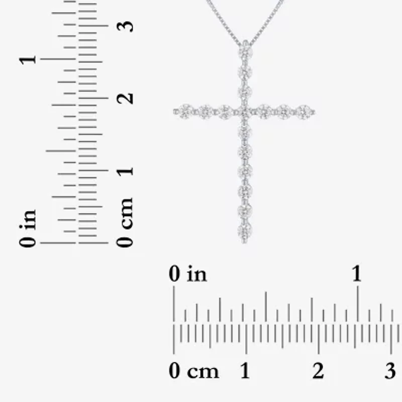 G-H / Si2-I1) Womens /3 CT. T.W. Lab Grown White Diamond 10K Gold Cross 18 Inch Pendant Necklace