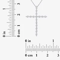 G-H / Si2-I1) Womens /3 CT. T.W. Lab Grown White Diamond 10K Gold Cross 18 Inch Pendant Necklace
