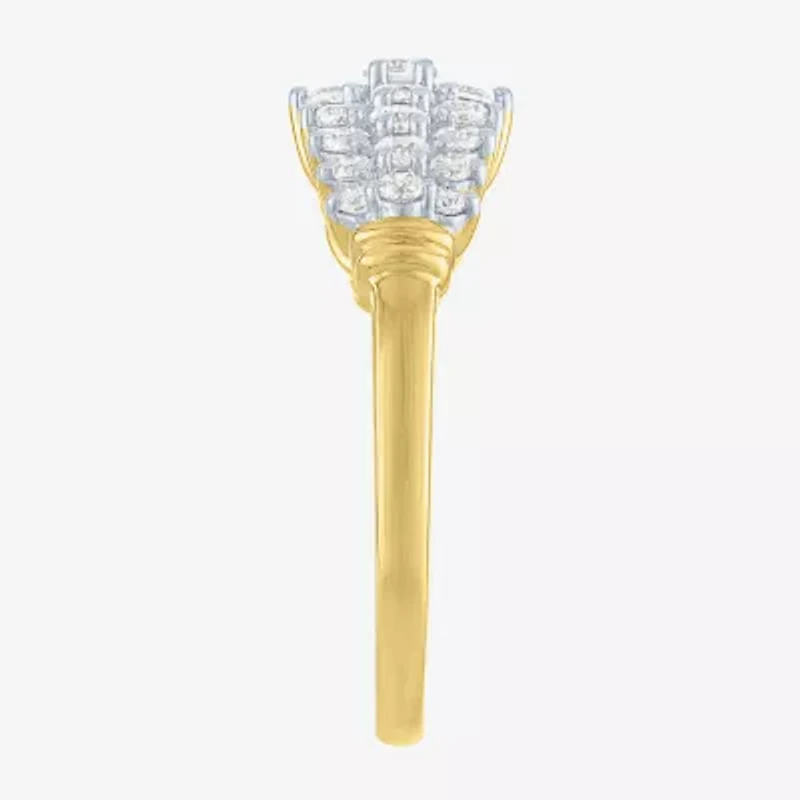 (G-H / Si2-I1) Womens 2/3 Ct. T.W. Lab Grown White Diamond 10K Gold Cocktail Ring