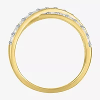 (G-H / Si2-I1) Womens 2/3 Ct. T.W. Lab Grown White Diamond 10K Gold Crossover Cocktail Ring