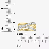 (G-H / Si2-I1) Womens 2/3 Ct. T.W. Lab Grown White Diamond 10K Gold Crossover Cocktail Ring