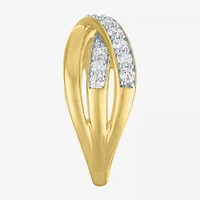 (G-H / Si2-I1) Womens 2/3 Ct. T.W. Lab Grown White Diamond 10K Gold Crossover Cocktail Ring