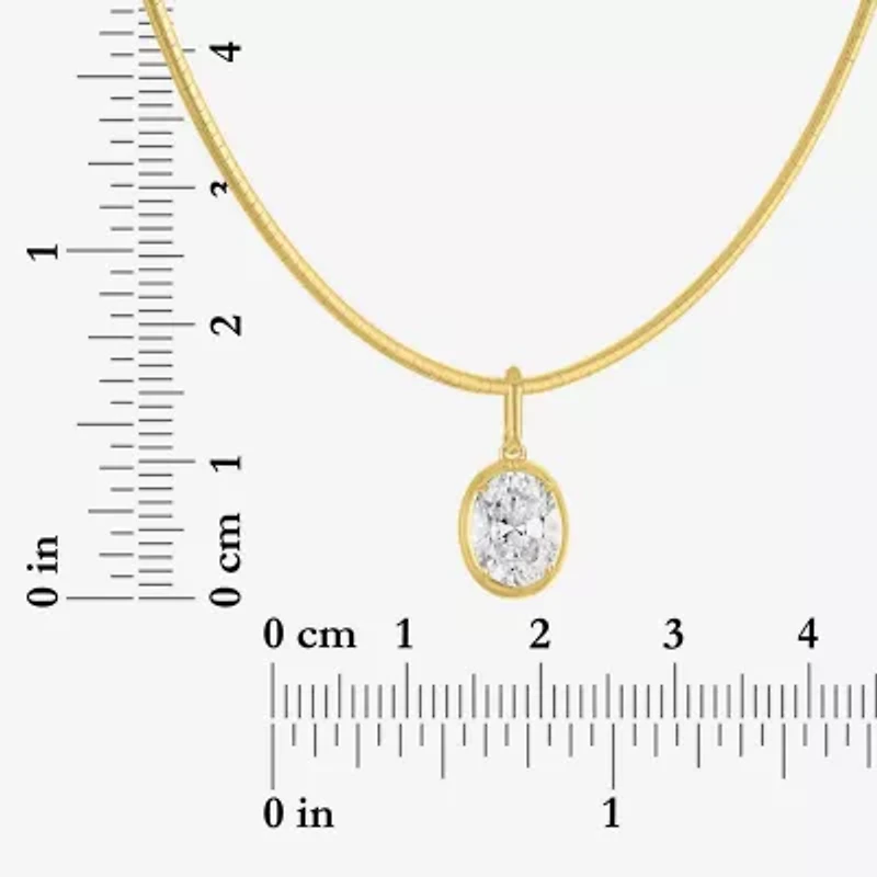 Diamond Addiction (G-H / Si2-I1) Womens 1 1/2 CT. T.W. Lab Grown White Diamond 14K Gold Over Silver Oval 18 Inch Pendant Necklace