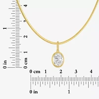Diamond Addiction (G-H / Si2-I1) Womens 1 1/2 CT. T.W. Lab Grown White Diamond 14K Gold Over Silver Oval 18 Inch Pendant Necklace