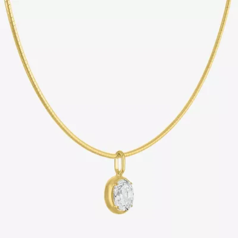 Diamond Addiction (G-H / Si2-I1) Womens 1 1/2 CT. T.W. Lab Grown White Diamond 14K Gold Over Silver Oval 18 Inch Pendant Necklace