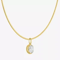 Diamond Addiction (G-H / Si2-I1) Womens 1 1/2 CT. T.W. Lab Grown White Diamond 14K Gold Over Silver Oval 18 Inch Pendant Necklace