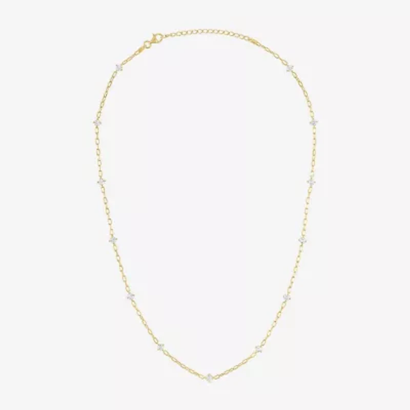 Diamond Addiction (G-H / Si2-I1) Womens 14K Gold Over Silver 18 Inch Link Chain Necklace