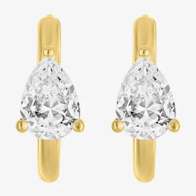 Diamond Addiction (G-H / Si2-I1) Womens 1 1/2 CT. T.W. Lab Grown White Diamond 14K Gold Over Silver 14mm Pear Hoop Earrings