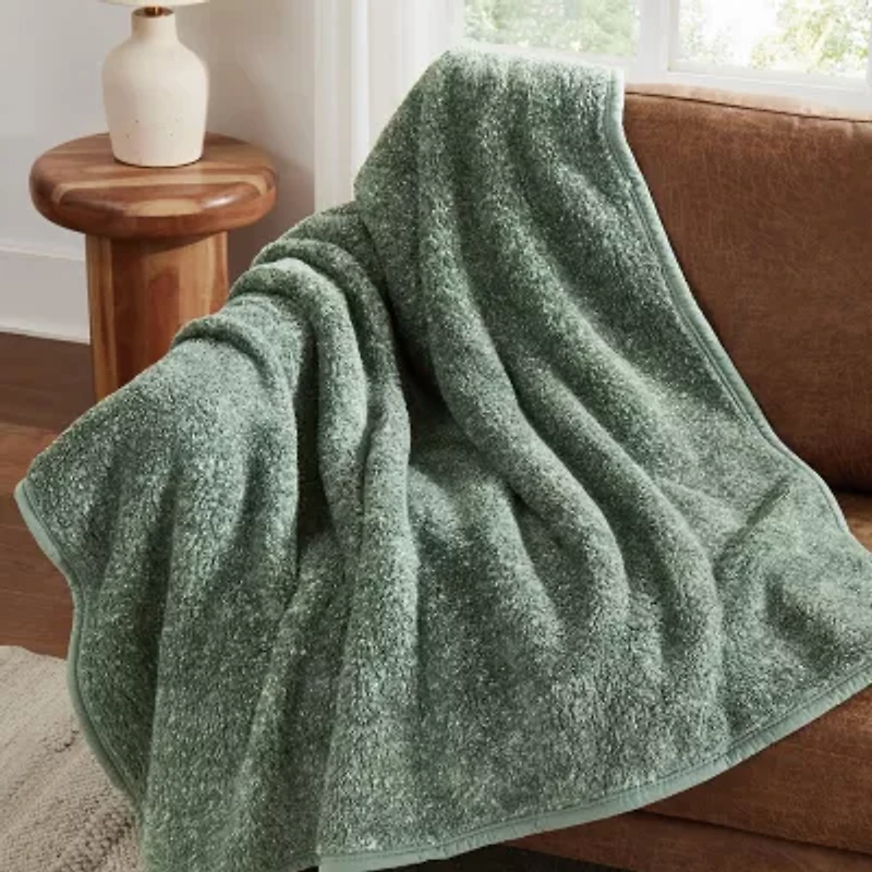 Brooklyn Loom Heathered Sherpa Washable Throw