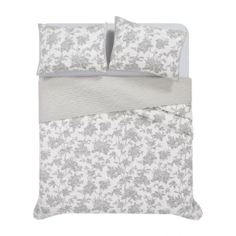 Brooklyn Loom Mila Floral 3-pc. Easy Care Quilt Set
