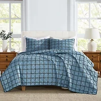 Cannon Luka Grid Easy Care Quilt Set