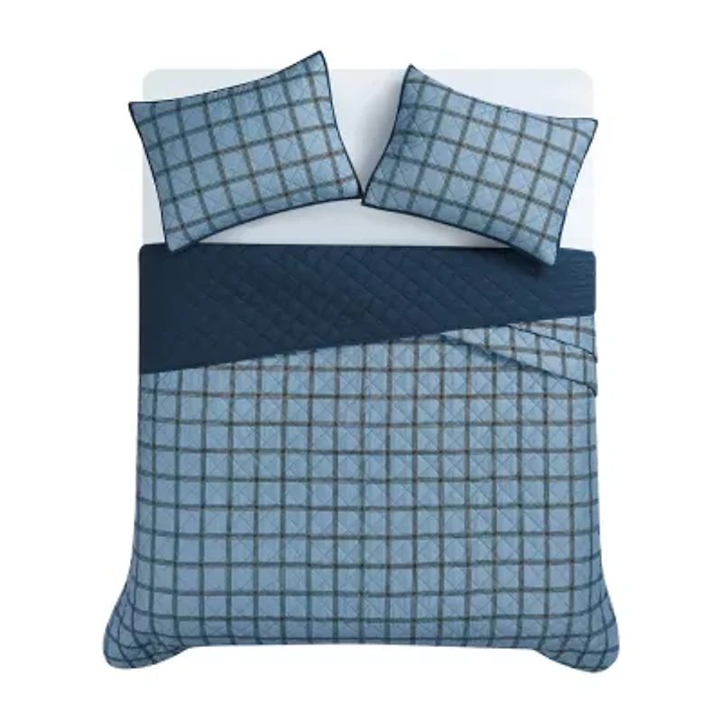 Cannon Luka Grid Easy Care Quilt Set