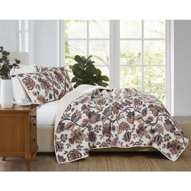 Cannon Chloe Jacobean Easy Care Quilt Set
