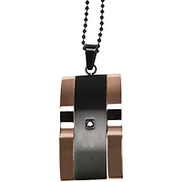 Mens Two-Tone Stainless Steel & Cubic Zirconia Pendant Necklace