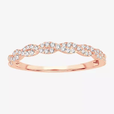 Signature By Modern Bride Womens 1/5 CT. Natural White Diamond 10K Rose Gold Wedding Band