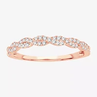 Signature By Modern Bride Womens 1/5 CT. Natural White Diamond 10K Rose Gold Wedding Band