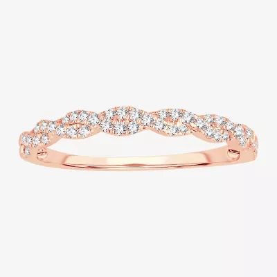 Womens 1/5 CT. Natural White Diamond 10K Rose Gold Wedding Band
