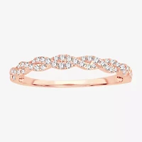 Womens 1/5 CT. Natural White Diamond 10K Rose Gold Wedding Band