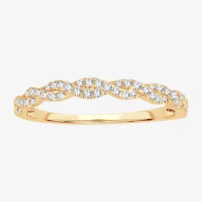 Womens 1/5 CT. Natural White Diamond 10K Gold Wedding Band