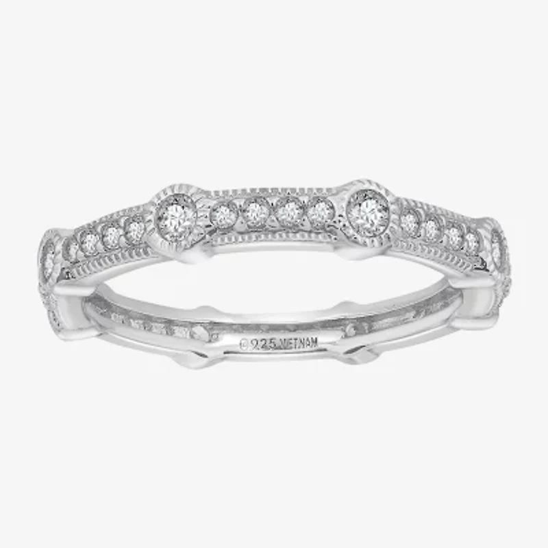 Cubic Zirconia Sterling Silver Round Band