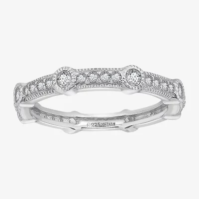 Cubic Zirconia Sterling Silver Round Band