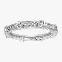 Cubic Zirconia Sterling Silver Round Band