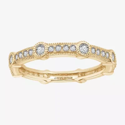 Cubic Zirconia Sterling Silver Round Band