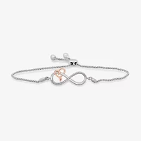 Hallmark Diamonds Womens 1/10 CT. T.W. Natural Diamond 14K Rose Gold Over Silver Heart Infinity Bolo Bracelet