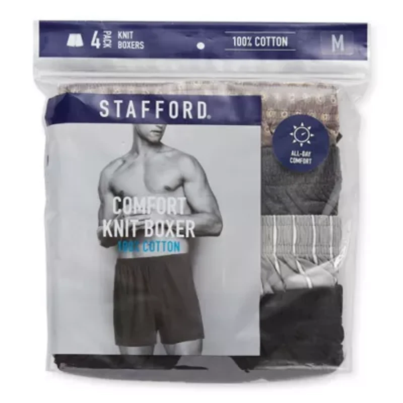 Stafford Knit Mens 4 Pack Boxers 305939