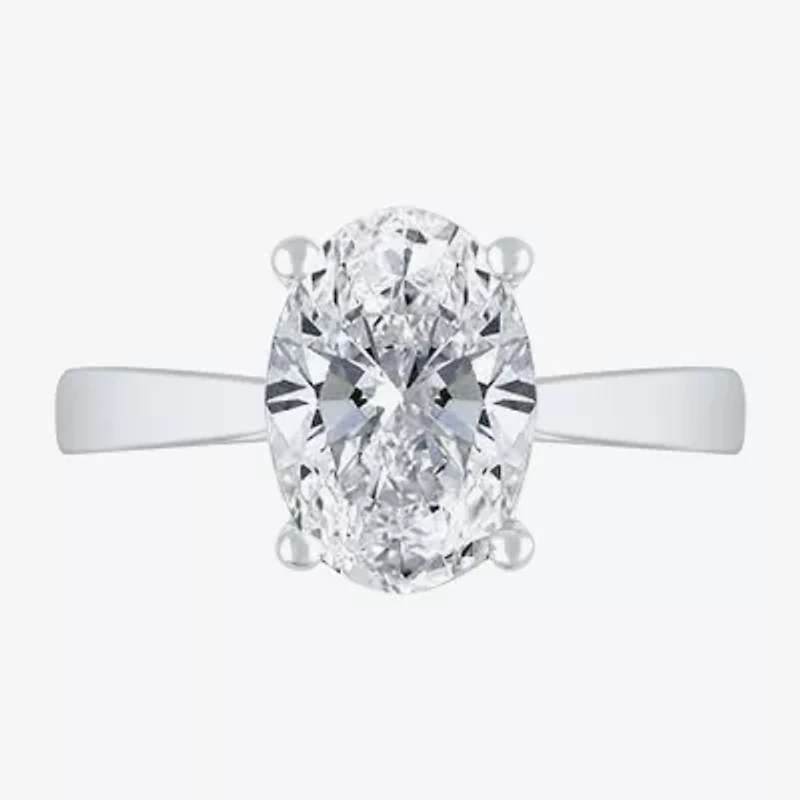 (H-I / SI2) Womens 3 CT. Lab-Grown White Diamond 14K Gold Oval Solitaire Engagement Ring