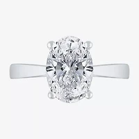 (H-I / SI2) Womens 3 CT. Lab-Grown White Diamond 14K Gold Oval Solitaire Engagement Ring
