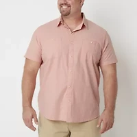 mutual weave Mens Easy-on + Easy-off Short Sleeve Classic Fit Big and Tall Button-Down Shirt