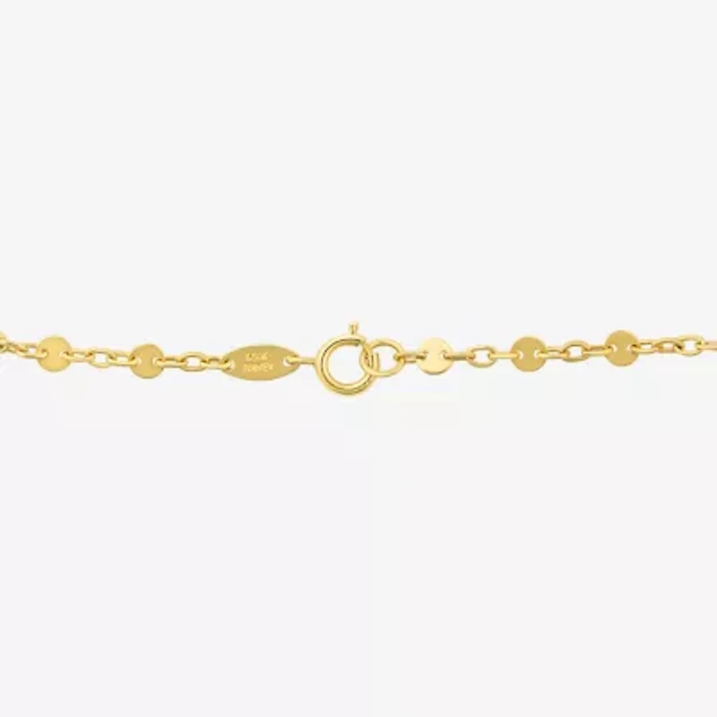 Womens 10K Gold 7.25 Inch Solid Link Chain Bracelet