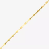 Womens 10K Gold 7.25 Inch Solid Link Chain Bracelet