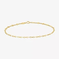 Womens 10K Gold 7.25 Inch Solid Link Chain Bracelet