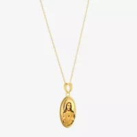 Sacred Heart Of Jesus Womens 14K Gold Oval 18 Inch Pendant Necklace