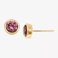 Limited Quantities! Lab Created Cubic Zirconia 14K Gold 14K Gold Over Silver Round Stud Earrings