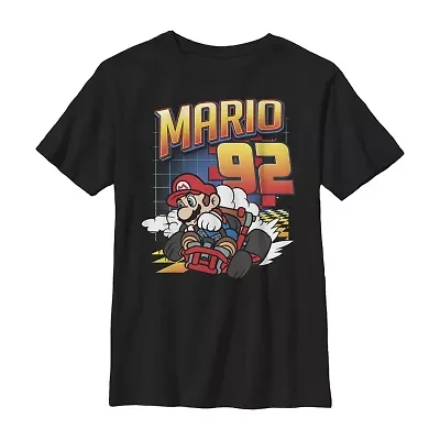 Mario Kart Little & Big Kid Boys Crew Neck Short Sleeve Slim Fit Super Graphic T-Shirt