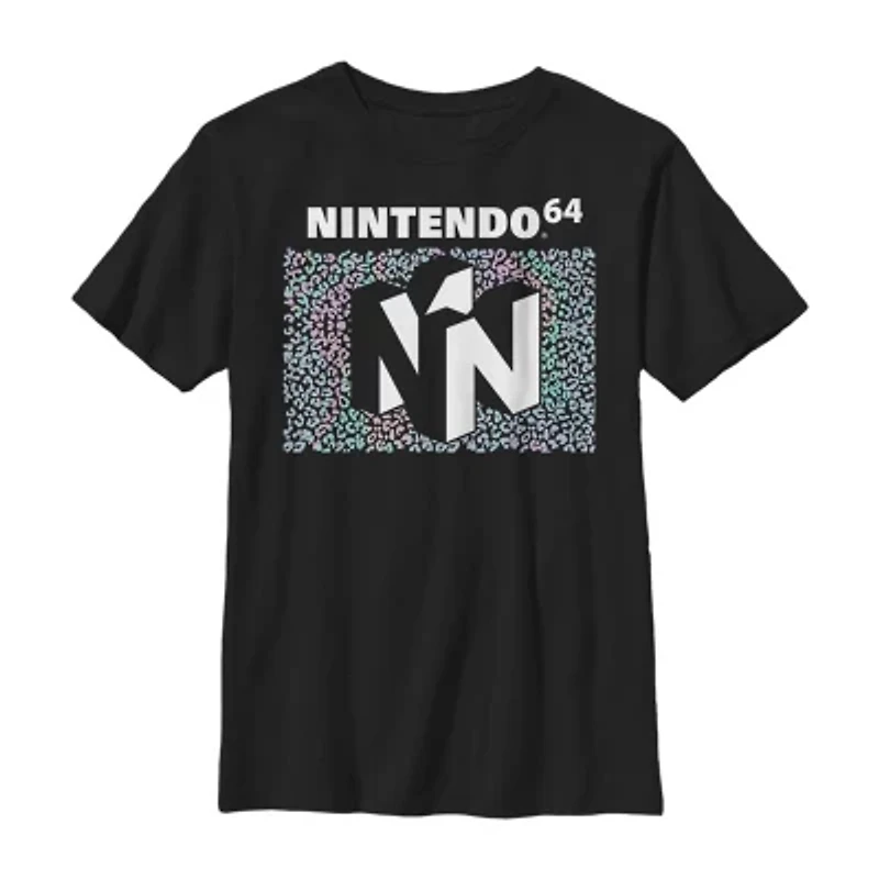 Little & Big Kid Boys Crew Neck Short Sleeve Regular Fit Nintendo Graphic T-Shirt