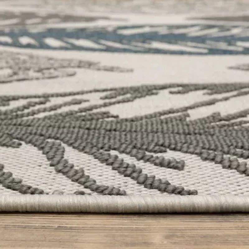Covington Home Trieste Tropical Leaf Indoor Outdoor Rectangular Runner