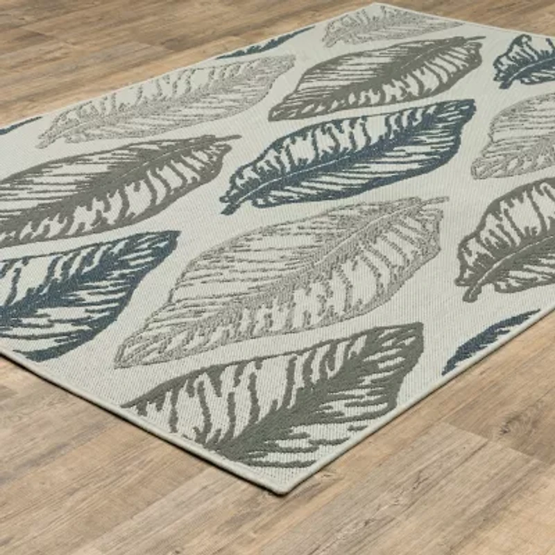 Covington Home Trieste Tropical Leaf Indoor Outdoor Rectangular Area Rug