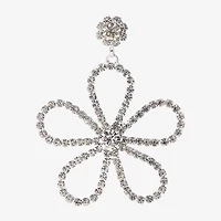Bijoux Bar Silver Tone Womens Glass Flower Drop Earrings