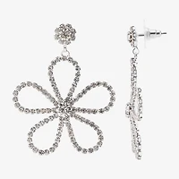 Bijoux Bar Silver Tone Womens Glass Flower Drop Earrings