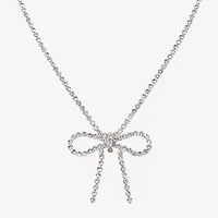 Bijoux Bar Silver Tone Womens Glass Bow 16 Inch Pendant Necklace