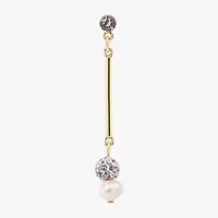 Bijoux Bar Delicates Gold Tone Womens Cubic Zirconia Simulated Pearl Drop Earrings